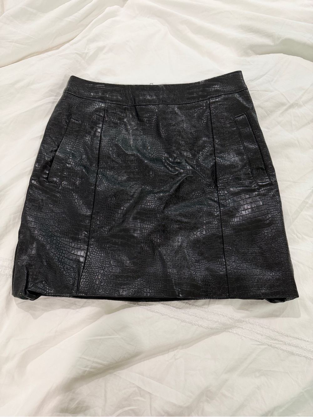 Black Faux Croc Mini Skirt Altar’d State